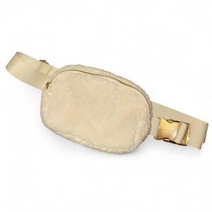 Cream Fleece Belt Bag